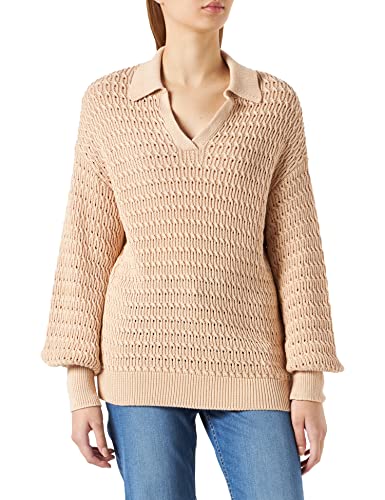 NA-KD Damen V-Neck Oversized Knitted Sweater Pullover, warm beige, L von NA-KD