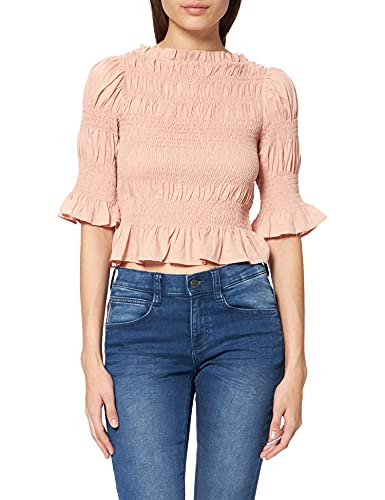 NA-KD Damen high Neck Smocked Blouse Bluse, pfirsich, 46 EU von NA-KD