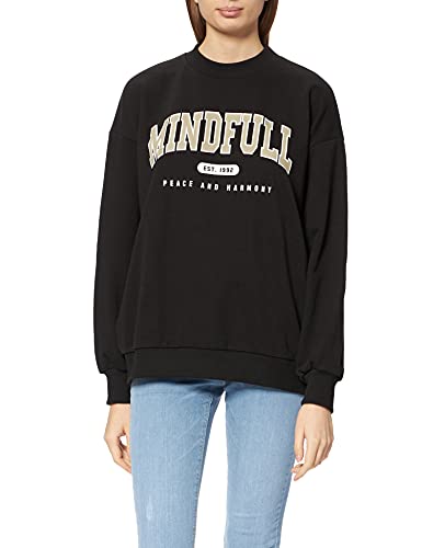 NA-KD Damen mindfull Printed Sweater Sweatshirt, Schwarz, 3XL von NA-KD