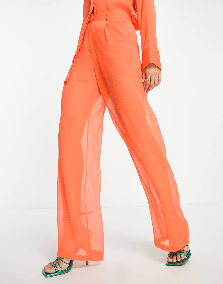NA-KD - Hose aus transparentem Material in Orange mit weitem Bein, Kombiteil von NA-KD