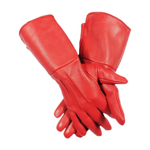 LEATHER LH HANDS Herren Mittelalter Renaissance Cosplay Ungefüttert Gauntlet Echtes Leder Kostüm Handschuhe, Rot/Ausflug, einfarbig (Getaway Solids), X-Large von LEATHER LH HANDS