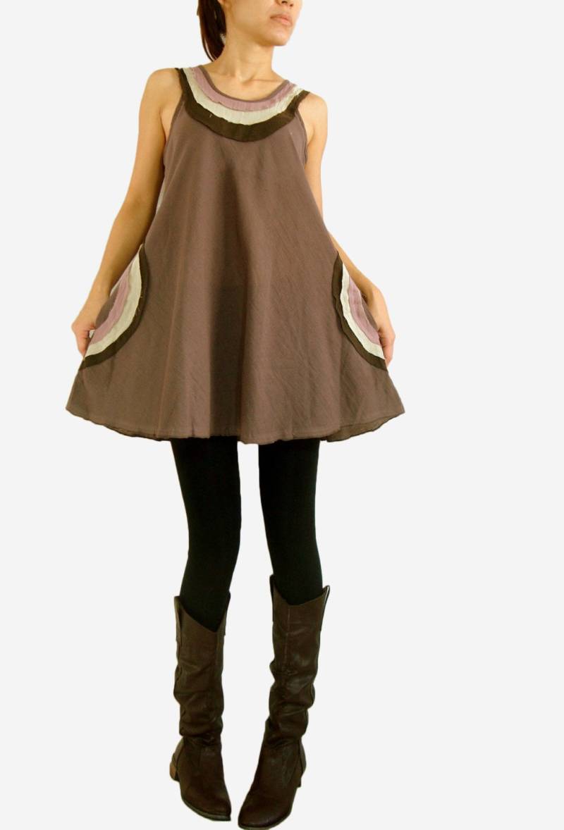 Tank Top Aus Baumwolle Mit Taschen - Dunkelbraune Sommerbluse Top019 von NAAMJai