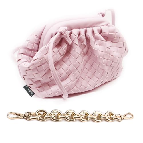 NAARIIAN Gewebte Crossbody-Tasche für Damen, Abend-Clutch, Hobo, Cloud-Geldbörse, Designer-Handtaschen für Damen, Hellrosa S, Small: 6.1"(L)x 2.7"(W)x 5.9"(H) von NAARIIAN