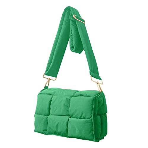 NAARIIAN Schultertaschen für Damen, leichte kleine Puffer-Geldbörsen, wasserdicht, handgewebte Puff-Tasche, Umhängetasche, Grün S, Small von NAARIIAN