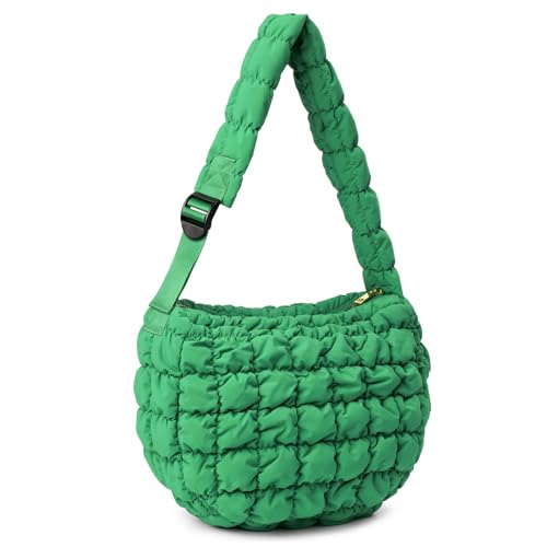 NAARIIAN Puffertasche, leichte, gesteppte Tragetasche, Puff-Umhängetasche für Damen, Umhängetasche, gepolsterte Handtasche, Grün , Medium von NAARIIAN