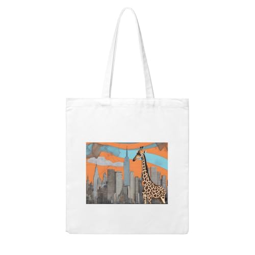 NABEAR Einkaufstasche aus Segeltuch, Giraffe in New York, wiederverwendbar, umweltfreundlich, mit bedruckter Schultertasche, Tragetasche für Damen NABEAR Einkaufstasche aus Segeltuch, Giraffe in New York, wiederverwendbar, umweltfreundlich, mit bedruckter Schultertasche, Tragetasche für Damen von NABEAR