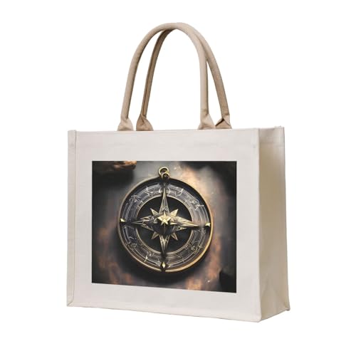 NABEAR Magisches Design nordische Runen Kompass Canvas-Tragetasche – umweltfreundliche, wiederverwendbare Einkaufstasche, Schultertasche für Damen NABEAR Magisches Design nordische Runen Kompass Canvas-Tragetasche – umweltfreundliche, wiederverwendbare Einkaufstasche, Schultertasche für Damen von NABEAR