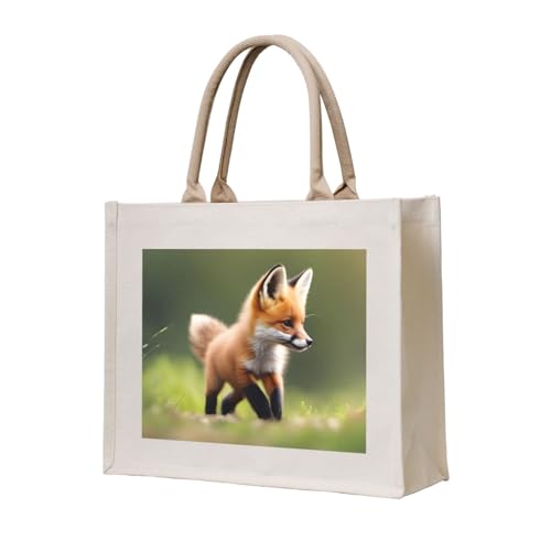 NABEAR Süße Baby-Fuchs-Canvas-Tragetasche, umweltfreundlich, wiederverwendbar, Schultertasche für Damen NABEAR Süße Baby-Fuchs-Canvas-Tragetasche, umweltfreundlich, wiederverwendbar, Schultertasche für Damen von NABEAR