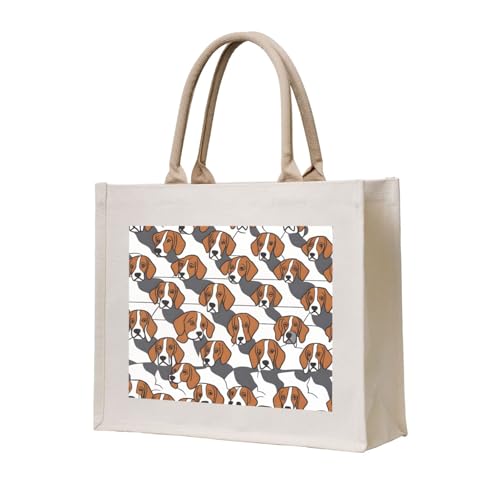 NABEAR Tragetasche aus Segeltuch mit Beagle-Muster, umweltfreundlich, wiederverwendbar, Schultertasche für Damen NABEAR Tragetasche aus Segeltuch mit Beagle-Muster, umweltfreundlich, wiederverwendbar, Schultertasche für Damen von NABEAR
