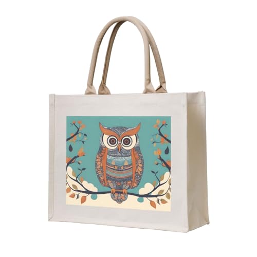 NABEAR Tragetasche aus Segeltuch mit Eulenmuster, umweltfreundlich, wiederverwendbar, Schultertasche für Damen NABEAR Tragetasche aus Segeltuch mit Eulenmuster, umweltfreundlich, wiederverwendbar, Schultertasche für Damen von NABEAR