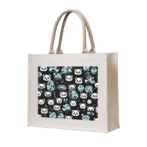 NABEAR Tragetasche aus Segeltuch mit Panda-Gesicht, umweltfreundlich, wiederverwendbar, Schultertasche für Damen, Schwarz und Weiß NABEAR Tragetasche aus Segeltuch mit Panda-Gesicht, umweltfreundlich, wiederverwendbar, Schultertasche für Damen, Schwarz und Weiß von NABEAR