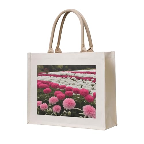 NABEAR Tragetasche aus Segeltuch mit rosa und weißen Blumen, umweltfreundlich, wiederverwendbar, Schultertasche für Damen NABEAR Tragetasche aus Segeltuch mit rosa und weißen Blumen, umweltfreundlich, wiederverwendbar, Schultertasche für Damen von NABEAR