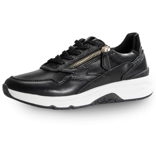 NACARAT Damen-Wanderschuhe aus echtem Leder, modischer Sneaker mit seitlichem Reißverschluss, Größe 2, Schwarz, 38.5 EU von NACARAT