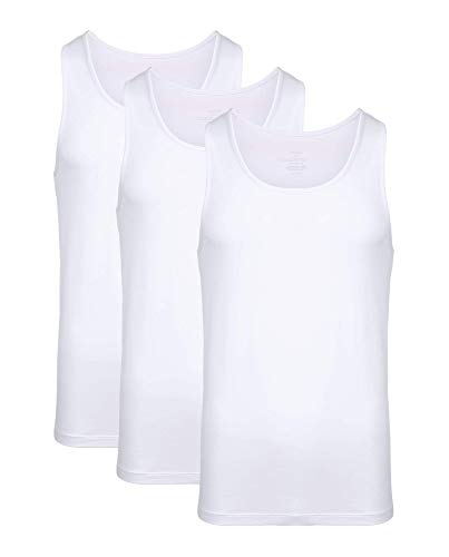 NACHILA Herren Tank Top 3er Pack Weiche Bambus Rayon Tagless Unterhemden - Weiß - Groß von NACHILA