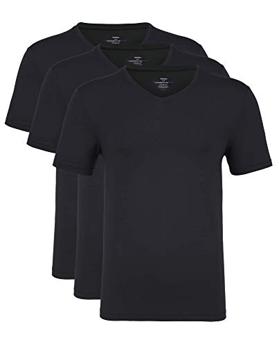 NACHILA Herren Unterhemden, 3er-Pack, bequem, weich, V-Ausschnitt, T-Shirt aus Jersey - Schwarz - Mittel von NACHILA