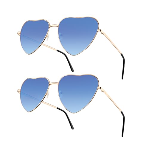 NACHLYNN 2 Stück Blau Herz Sonnenbrille Hippie Brille Damen UV385 Lustige Sonnenbrille Für Männer und Frauen NACHLYNN 2 Stück Blau Herz Sonnenbrille Hippie Brille Damen UV385 Lustige Sonnenbrille Für Männer und Frauen von NACHLYNN