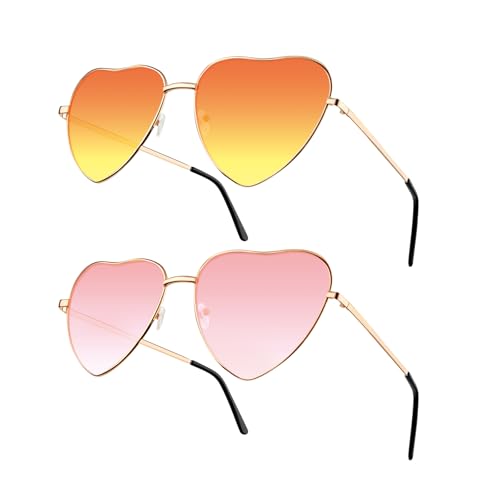 NACHLYNN 2 Stück Orange Farbe Rosa Herz Sonnenbrille Hippie Brille Damen UV385 Lustige Sonnenbrille Für Männer und Frauen NACHLYNN 2 Stück Orange Farbe Rosa Herz Sonnenbrille Hippie Brille Damen UV385 Lustige Sonnenbrille Für Männer und Frauen von NACHLYNN