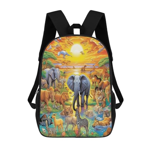 Schulrucksack Jungen Teenager Schulranzen Mädchen Ranzen Kinder Animal World Druck Rucksäcke School Bags for Boys Für Schultaschen Schule von NACHOMACHO