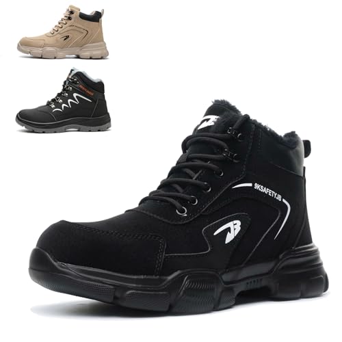 NACKINg Arbeitsschuhe Herren Damen Sicherheitsschuhe Wasserdicht Sicherheitsstiefel Winter Warm Gefüttert Schutzschuhe mit Stahlkappe, Schwarz, EU 38 von NACKINg