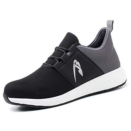 NACKINg Arbeitsschuhe Herren Sicherheitsschuhe Damen Leicht Atmungsaktiv Sportlich Schutzschuhe mit Stahlkappen, Grau, EU 45 von NACKINg