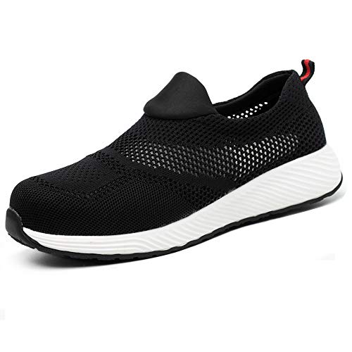 NACKINg Arbeitsschuhe Herren Sicherheitsschuhe Damen Leicht Atmungsaktiv Sportlich Schutzschuhe mit Stahlkappen, Schwarz, EU 37 von NACKINg