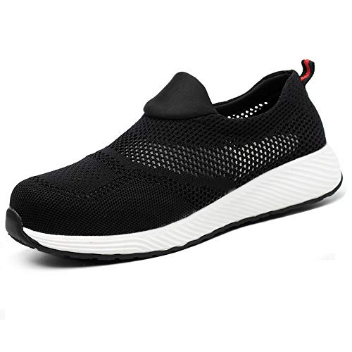 NACKINg Arbeitsschuhe Herren Sicherheitsschuhe Damen Leicht Atmungsaktiv Sportlich Schutzschuhe mit Stahlkappen, Schwarz, EU 39 von NACKINg