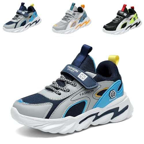 NACKINg Kinderschuhe Junge Turnschuhe Mädchen Sportschuhe Leicht Laufschuhe Atmungsaktiv Outdoor Sneaker Kinder Hallenschuhe, Blau-d, EU 37 von NACKINg