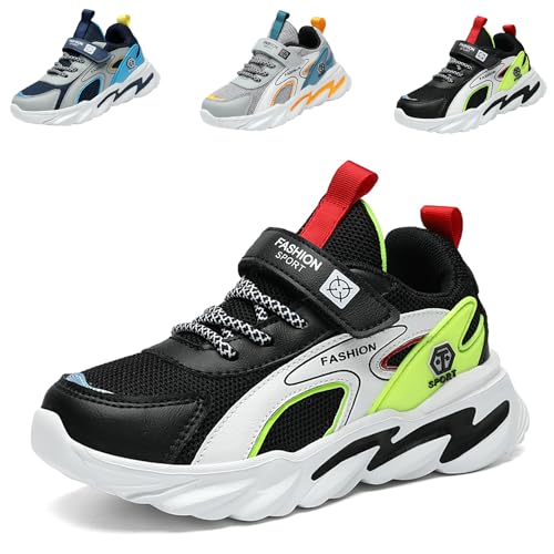 NACKINg Kinderschuhe Junge Turnschuhe Mädchen Sportschuhe Leicht Laufschuhe Atmungsaktiv Outdoor Sneaker Kinder Hallenschuhe, Schwarz, EU 38 von NACKINg