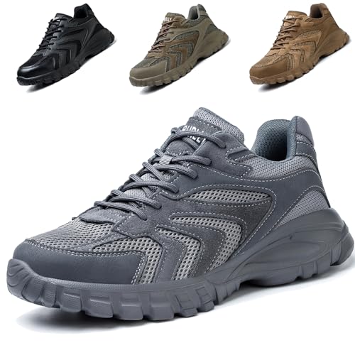 NACKINg Sicherheitsschuhe Herren Leicht Arbeitsschuhe Damen Atmungsaktiv Stahlkappenschuhe rutschfeste Arbeitsturnschuhe, Grau, EU 42 von NACKINg