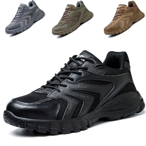 NACKINg Sicherheitsschuhe Herren Leicht Arbeitsschuhe Damen Atmungsaktiv Stahlkappenschuhe rutschfeste Arbeitsturnschuhe, Schwarz, EU 45 von NACKINg