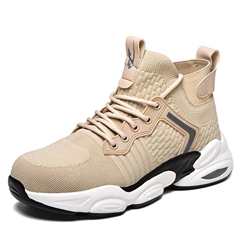 NACKINg Sicherheitsschuhe Herren Leicht Sportlich Atmungsaktiv Arbeitsschuhe Damen Stahlkappe Sneaker Schutzschuh, Beige, EU 36 von NACKINg