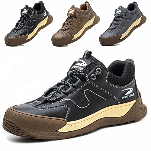 NACKINg Sicherheitsschuhe Herren Leicht Wasserdicht Kunststoffkappe Arbeitsschuhe Damen rutschfest Metallfrei Schutzschuhe, Schwarz, EU 41 von NACKINg