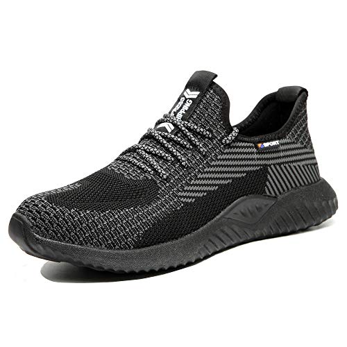 NACKINg Sicherheitsschuhe Herren S3 Arbeitsschuhe Damen Leicht Sportlich Atmungsaktiv Schutzschuhe Stahlkappe Sneaker，Schwarz，39EU，（245） von NACKINg