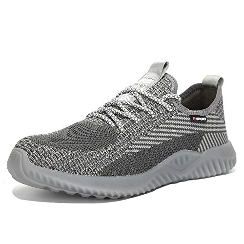 NACKINg Sicherheitsschuhe Herren S3 Arbeitsschuhe Damen Leicht Sportlich Atmungsaktiv Schutzschuhe Stahlkappe Sneaker，Grau，43EU，（265） von NACKINg