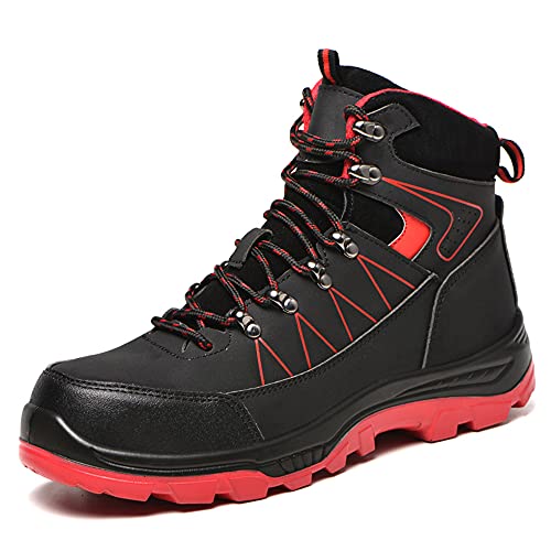 NACKINg Sicherheitsschuhe Herren Wasserdicht Arbeitsschuhe Damen Leicht Stahlkappenschuhe rutschfeste Sicherheitsstiefel, Schwarz, EU 44 von NACKINg