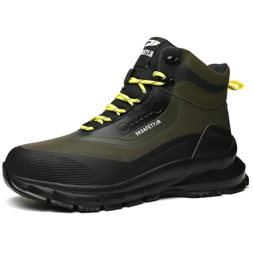 NACKINg Sicherheitsstiefel Herren Leicht Sicherheitsschuhe Damen rutschfest Arbeitsschuhe Stahlkappenschuhe Atmungsaktiv, Grün, EU 40 von NACKINg