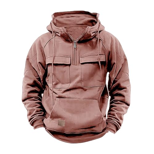 Herren Cargojacke Streetwear Techwear Hoodie Cyberpunk taktisches Herren Hip Hop Sweatshirt Stehkragenmantel mehrere Taschen Hoodies Arbeits Outwear von NACQZLI