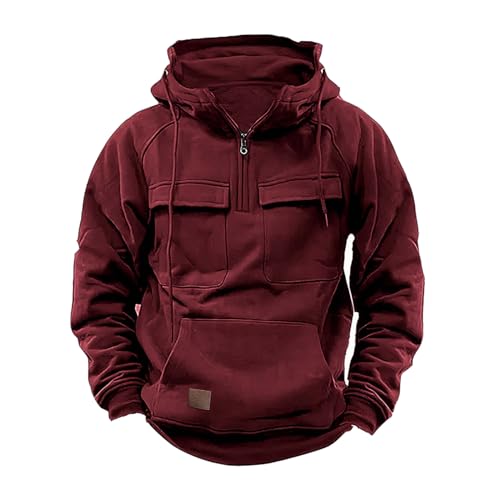 Herren Cargojacke Streetwear Techwear Hoodie Cyberpunk taktisches Herren Hip Hop Sweatshirt Stehkragenmantel mehrere Taschen Hoodies Arbeits Outwear von NACQZLI
