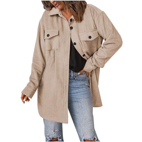 NACQZLI Hemdjacke Damen Einfarbig Cordjacke Umschlagkragen Blusenjacke knöpfe Cordmantel Langarm Shirtjacke Leichte Herbstjacke Dünne Übergangsjacke Wollmantel mit Tachen Winterjacke Wintermantel NACQZLI Hemdjacke Damen Einfarbig Cordjacke Umschlagkragen Blusenjacke knöpfe Cordmantel Langarm Shirtjacke Leichte Herbstjacke Dünne Übergangsjacke Wollmantel mit Tachen Winterjacke Wintermantel von NACQZLI