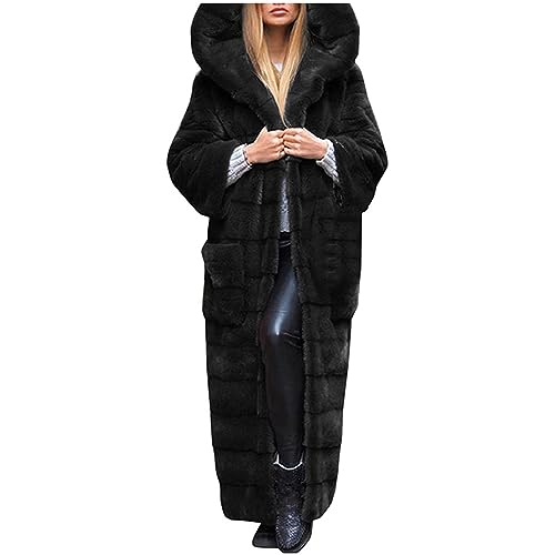 NACQZLI Kunstpelzjacke Damen Lang Einfarbig Kunstfelljacke Langarm Steppjacke Warm Winterjacke Open Front Kunstpelzmantel Windbreaker mit Kapuze Steppmantel mit Tachen Wintermantel Plüschjacke NACQZLI Kunstpelzjacke Damen Lang Einfarbig Kunstfelljacke Langarm Steppjacke Warm Winterjacke Open Front Kunstpelzmantel Windbreaker mit Kapuze Steppmantel mit Tachen Wintermantel Plüschjacke von NACQZLI