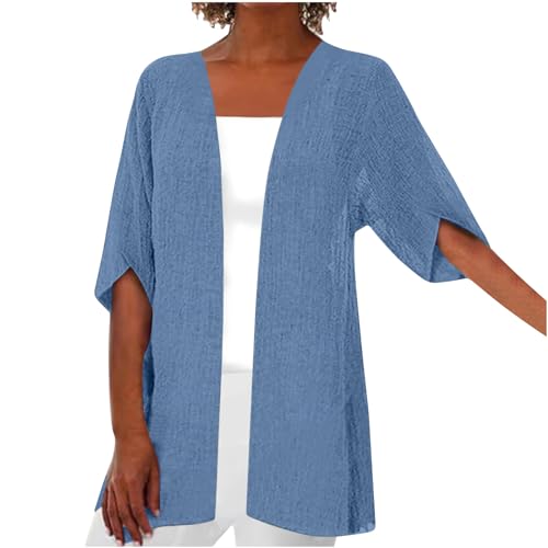 NACQZLI Lang Strickjacken für Frauen Leichte Sommer Strickjacke Einfarbig Baumwolle Cardigan Halbe Ärmel Strickmantel Vintage Oberteile Loose Bluse Elegant Lässige Open Front Sommerjacken NACQZLI Lang Strickjacken für Frauen Leichte Sommer Strickjacke Einfarbig Baumwolle Cardigan Halbe Ärmel Strickmantel Vintage Oberteile Loose Bluse Elegant Lässige Open Front Sommerjacken von NACQZLI