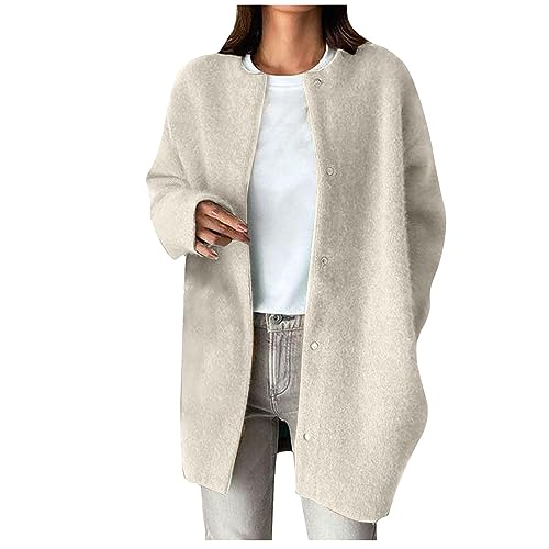 NACQZLI Trenchcoat Damen Lang Einfarbig Wollmantel Langärmlig Windbreaker Autumn Winter Übergangsjacke Lässige Winterjacke Leichte Wintermantel Windjacke Herbstjacke Outdoorjacke Collegejacke von NACQZLI