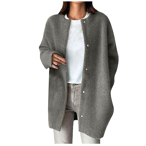 NACQZLI Trenchcoat Damen Lang Einfarbig Wollmantel Langärmlig Windbreaker Autumn Winter Übergangsjacke Lässige Winterjacke Leichte Wintermantel Windjacke Herbstjacke Outdoorjacke Collegejacke von NACQZLI