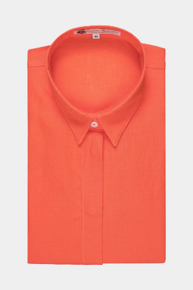 NADINE H Blusenshirt Leinen Bluse mit 3/4 Ärmel ORANGE von NADINE H