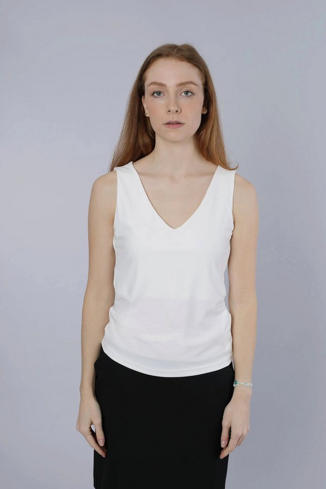 NADINE H Shirttop Nadine H kurzes Top mit V-Ausschnitt und verstärktem Stoff in OFFWHITE von NADINE H