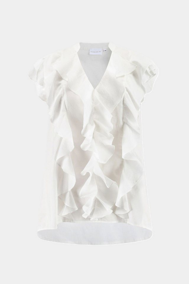 NADINE H Blusenshirt Nadine H elegante Baumwoll-Bluse mit verspielten Volant-Ärmeln in von NADINE H