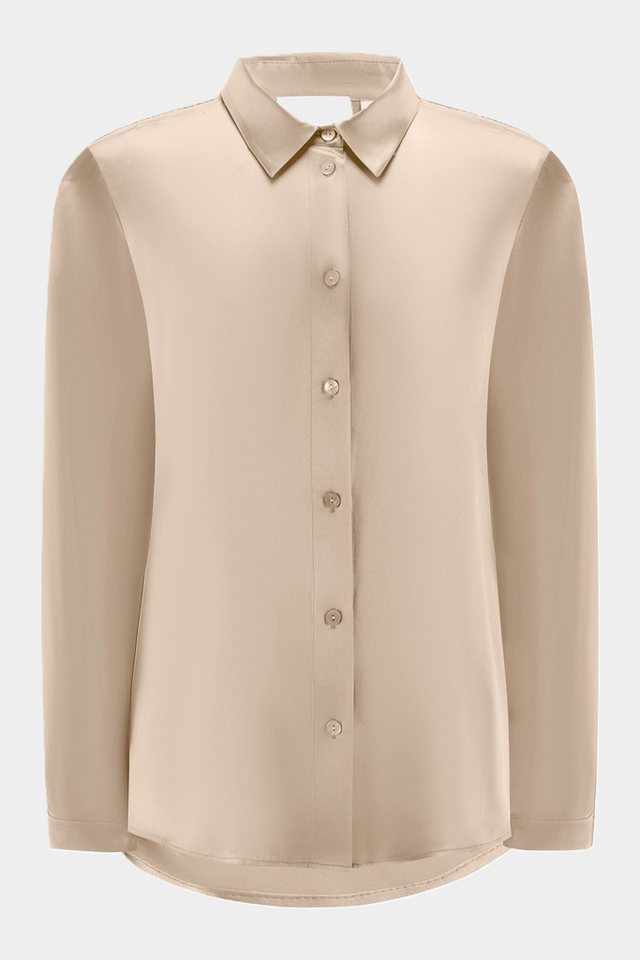 NADINE H Blusenshirt Nadine H elegante Seidenbluse mit Kellerfalte - DUNE von NADINE H