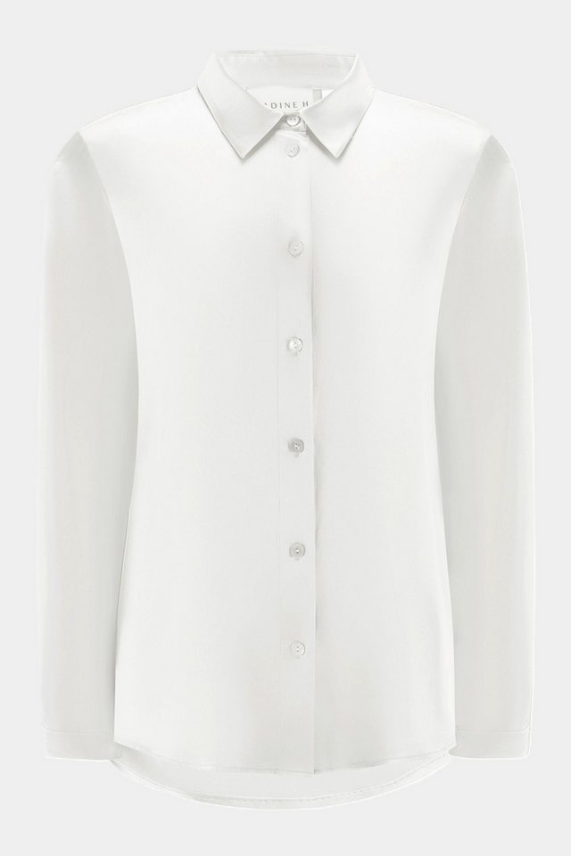 NADINE H Blusenshirt Nadine H elegante Seidenbluse mit Kellerfalte - WHITE von NADINE H