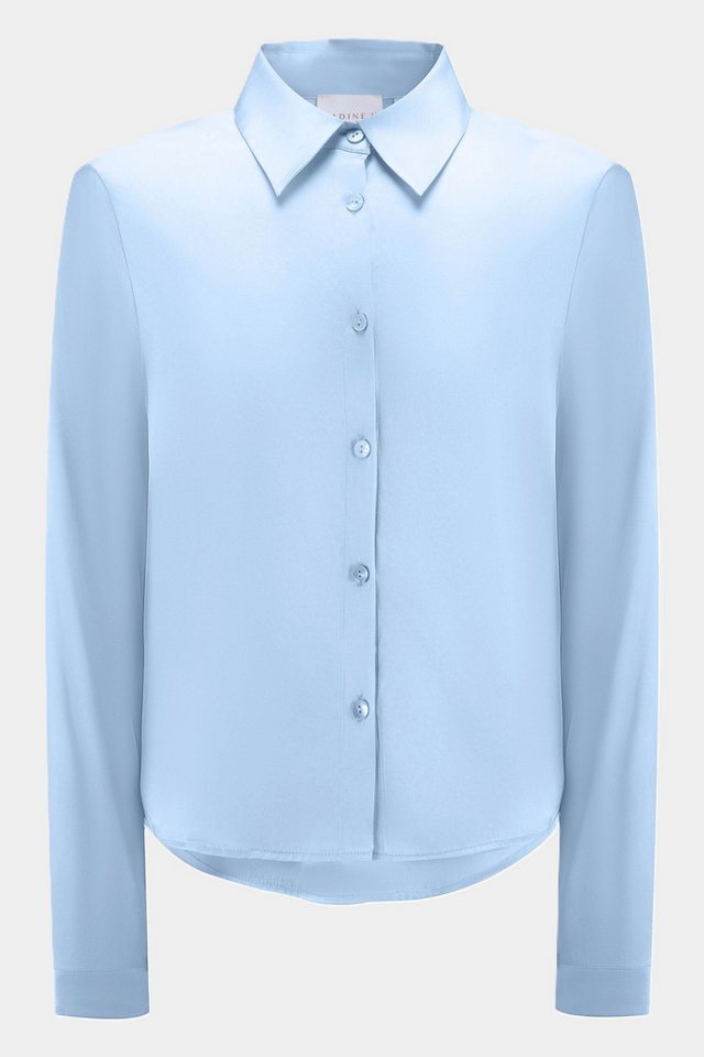 NADINE H Blusenshirt Nadine H luxuriöse Seidenbluse mit Kellerfalte - SKY von NADINE H