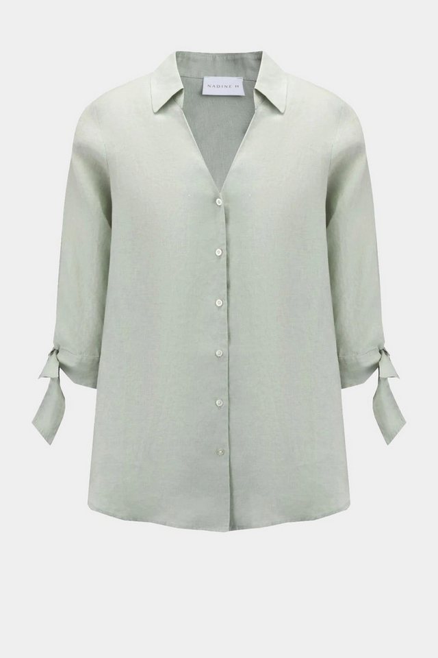 NADINE H Blusenshirt Nadine H Leinenbluse mit V-Ausschnitt und modischem Bindedetail in von NADINE H